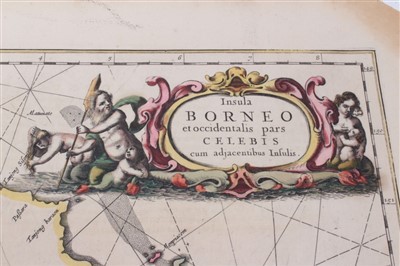Lot 739 - Jan Jansson (1596-1664), hand-coloured map - ‘Insula Borneo’, 1657-1658, Latin text verso, 41cm x 53cm.