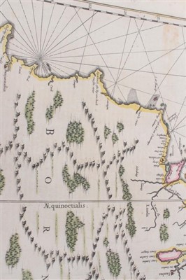 Lot 739 - Jan Jansson (1596-1664), hand-coloured map - ‘Insula Borneo’, 1657-1658, Latin text verso, 41cm x 53cm.