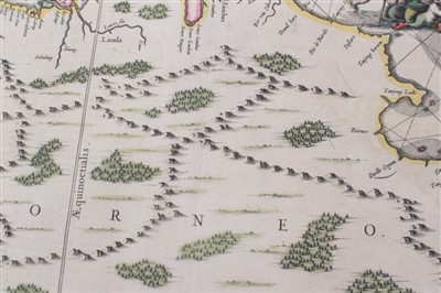 Lot 739 - Jan Jansson (1596-1664), hand-coloured map - ‘Insula Borneo’, 1657-1658, Latin text verso, 41cm x 53cm.