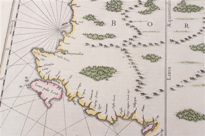 Lot 739 - Jan Jansson (1596-1664), hand-coloured map - ‘Insula Borneo’, 1657-1658, Latin text verso, 41cm x 53cm.
