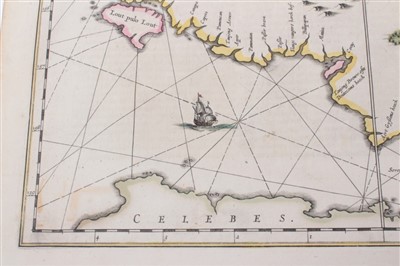 Lot 739 - Jan Jansson (1596-1664), hand-coloured map - ‘Insula Borneo’, 1657-1658, Latin text verso, 41cm x 53cm.