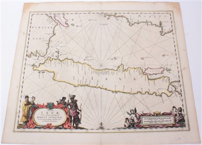 Lot 740 - Jan Jansson (1596-1664), hand-coloured map ‘Insulae Javae....’ 1657-1658, Latin text verso, 41cm x 53cm.