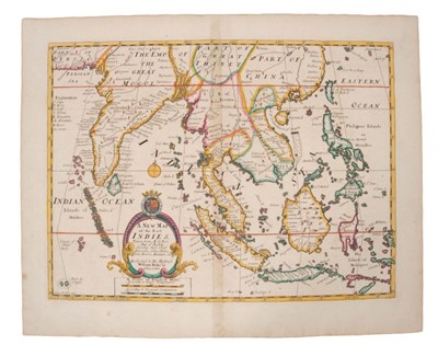 Lot 988 - Edward Wells (1667-1727), hand-coloured map - ‘A New Map of the East Indies’, 1700, 36cm x 50cm.