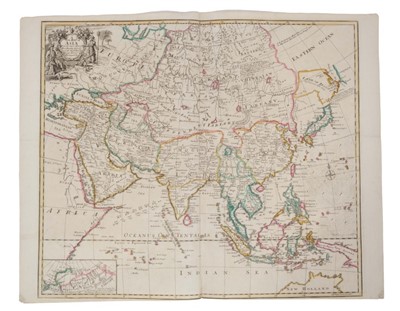 Lot 1059 - .John Senex (d.1740), hand-coloured map - ‘A New Map of Asia’, 1721, 50cm x 59cm