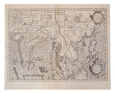 Lot 986 - Gerhard Mercator (1512-1594), engraved map - ‘India Orientalis’ (J.Hondius 1609), Latin text verso, 36cm x 48cm.