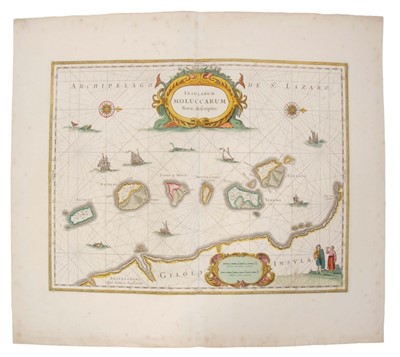 Lot 985 - Jan Jansson (1596-1664), hand-coloured map - ‘Insularum Moluccarum’, 39cm x 50cm