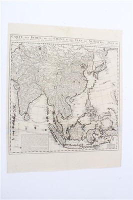 Lot 1072 - Henry Abraham Chatelain (1684-1743), engraved map - ‘Carte des Indies, de la Chine...’ 1715, 51cm x 49cm