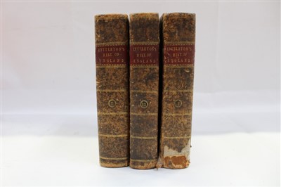 Lot 2487 - George Lyttleton - History of England, three leather bound volumes, 1803-1805,  near contemporary tooled leather bindings