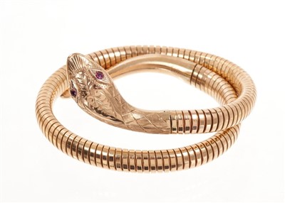 Lot 460 - 9ct gold snake bangle.