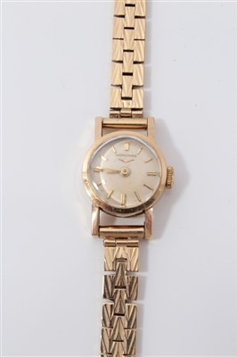 Lot 3344 - Ladies’ Longines 9ct gold wristwatch.