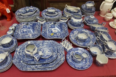 Lot 2027 - An extensive collection of Spode blue and white Italian pattern tea and dinner ware to include, tureens, jugs, plates, salt and pepper pots etc, 111 pieces