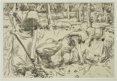 Lot 1022 - Harry Becker - Potato pickers, lithograph