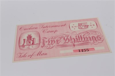 Lot 6 - Isle of Man – Onchan Internment Camp Five Shillings banknote