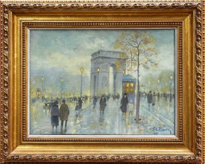 Lot 1413 - F A Bouvie (20th century) oil on board, L’Arc de Triumph, signed, 30 x 42cm, framed. Provenance: Christies, London 10 May 2006, Lot 650