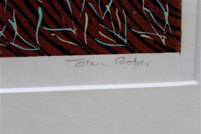 Lot 1328 - Stan Cooper (1915-2010) linocut, series of three 'Kirton Brook'