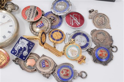 Lot 3503 - Collection of medals, predominantly football including ne 9ct gold medal, various silver, cuff links and other items