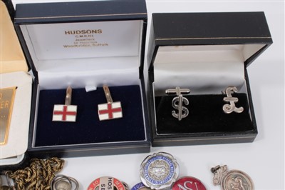 Lot 3503 - Collection of medals, predominantly football including ne 9ct gold medal, various silver, cuff links and other items