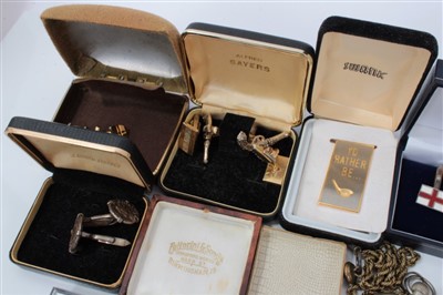 Lot 3503 - Collection of medals, predominantly football including ne 9ct gold medal, various silver, cuff links and other items