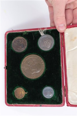 Lot 54 - G.B. a five-medal commemorative set of Edward VII and Queen Alexander silver and AE medallions
