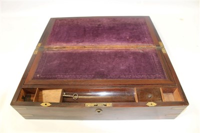 Lot 3643 - Early Victorian rosewood and brass bound writing slope