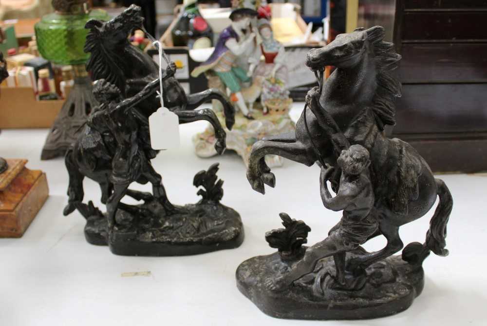 Lot 3797 - Pair of spelter Marley Horse figures