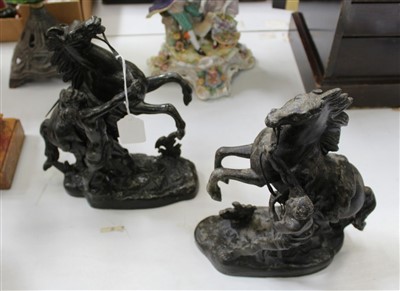 Lot 3797 - Pair of spelter Marley Horse figures