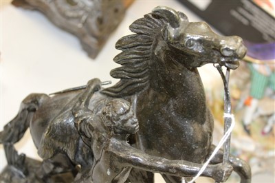 Lot 3797 - Pair of spelter Marley Horse figures