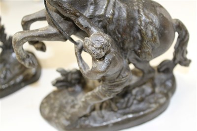 Lot 3797 - Pair of spelter Marley Horse figures