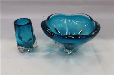 Lot 2045 - Whitefriars  blue  controlled  bubble  vase  and  one other Whitefriars vase (2)