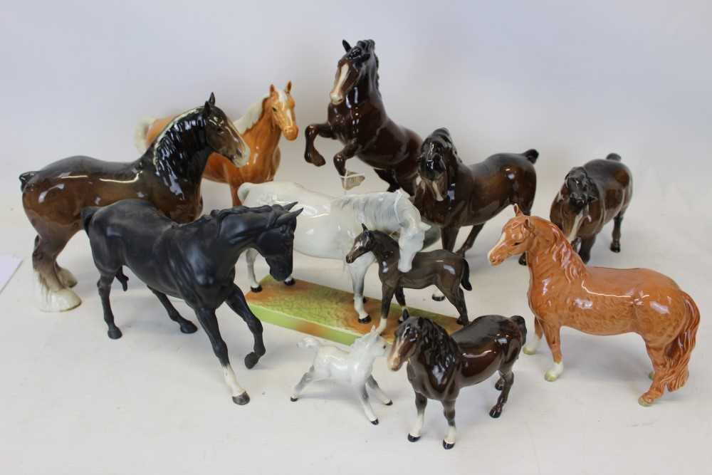 Lot 2047 - Collection of ten Beswick horses including model number 1014 and 1811