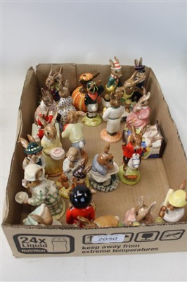 Lot 2050 - Collection of thirty Royal Doulton Bunnykins figures including Aussie Surfer, Bathtime, Guardsman, Ice Cream, Sweetheart etc