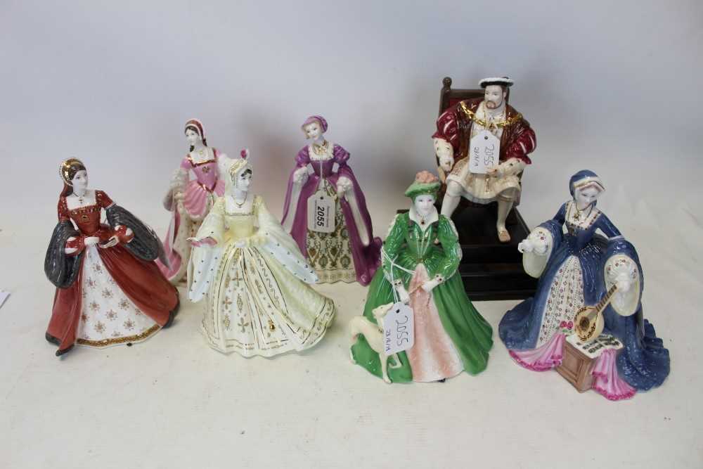 Lot 2055 - Set of seven limited edition Wedgwood figures - Henry VIII, Catherine Howard, Catherine of Aragon, Jane Seymour, Catherine Parr, Anne Boleyn and Anne of Cleves