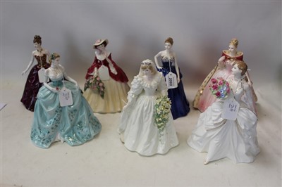 Lot 2060 - Seven Coalport figures - The Jubilee Ball, Christine, Royal Premiere, Sara, Diana Princess of Wales, Holly and The Jubilee Rose