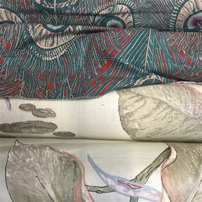 Lot 3101 - Two part rolls of fabrics by Liberty's plus two part rolls of other oriental inspired fabric.