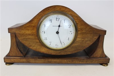 Lot 3556 - Art Nouveau oak mantel clock retailed by Mappin & Webb
