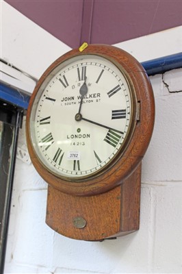 Lot 3762 - Oak cased drop-dial station clock