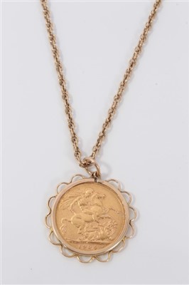 Lot 3327 - Gold sovereign pendant on chain