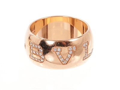 Lot 456 - Bvlgari 18ct rose gold and diamond ring