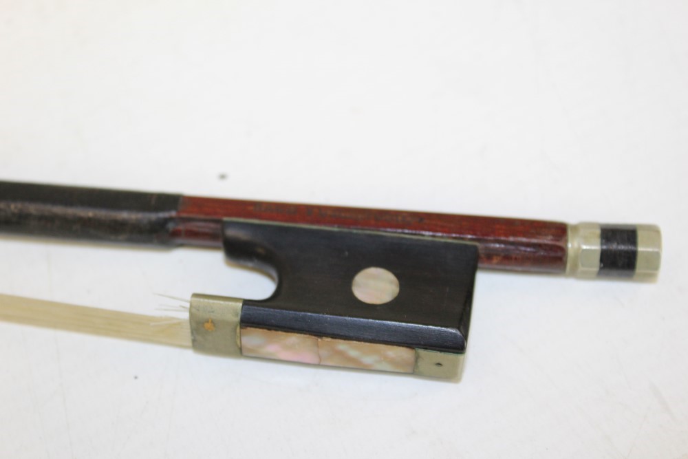 Lot 121 - Antique violin bow, stamped Nach Vuillaume,