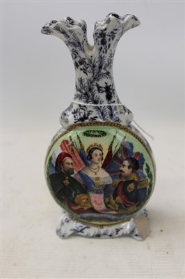 Lot 2084 - Rare early Victorian Crimean War vase commemorating The Battle of Alma featuring allied forces Omar Pasha, Lord Raglan, Duke of Cambridge and Admiral Saint-Arnaud. The Tria Juncta In Uno (three uni...