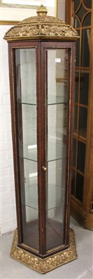 Lot 1389 - Decorative display cabinet, of pillar box form, enclosed by six glazed sides, 60cm wide x 180cm high