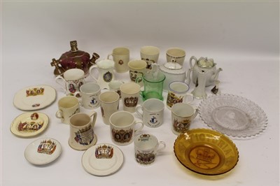 Lot 2077 - Three boxes of various Royal commemorative ceramics to include, mugs, plates and jugs from Queen Victoria to Elizabeth II, various makers (3 boxes)