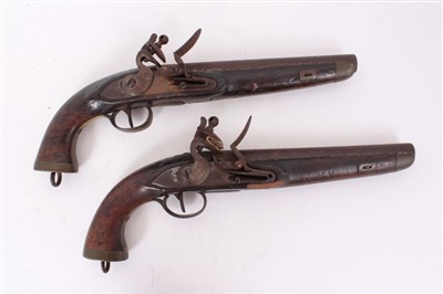 Lot 910 - Pair of Georgian military Flintlock pistols