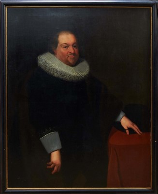 Lot 1520 - 17th century oil on canvas - Portrait of a Gentleman wearing a ruff, in gilt and ebonised frame, 126cm x 101cm