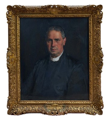 Lot 1519 - Richard Jack (1866-1952) early 20th century oil on canvas - Portrait of a Canon C.H.T. Hayman signed and dated 1917, in glazed gilt frame, 75cm x 62cm