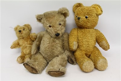 Lot 2783 - Three old mohair teddy bears, circa 1950