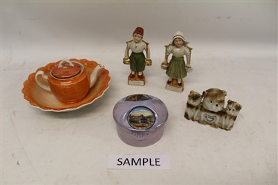 Lot 2080 - Four boxes of assorted Souvenir ware to include Goss and other Crested ware, ribbon plates and lustre wares (4 boxes)
