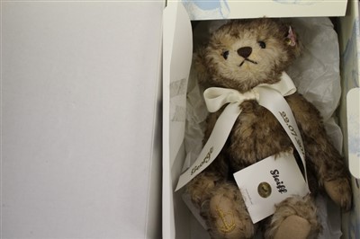 Lot 2784 - Steiff bears including Titanic Centenary Bear 663888, Royal Baby Windsor Bear 664267, Royal Buckingham Bear 662577, all boxed with certificates, Rotary Bear 661440 in canvas bag, Prince Charles Bea...