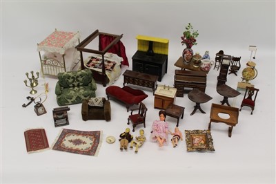 Lot 2786 - Large quantity of dolls house furniture, accessories, ceramics, metal items, food etc