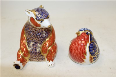 Lot 2085 - Two Royal Crown Derby bird and bear paperweights